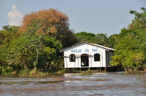 This church in Piracaoera is nearing completion.  It did not go under water as construction started when the water was high