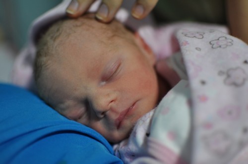 Anna Grace sleeping well on mom after nursing for the first time