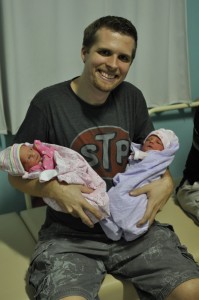 A Dad with his hands full